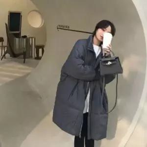 [하프클럽/]여성용 루즈핏 스탠드넥 퀼팅 롱패딩 점퍼