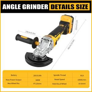 DEWALT 20V 브러시리스 전기 앵글 그라인더 DCG405FN 125mm M14 폴리 셔 커팅 머신 무선 충격 충전식 전동