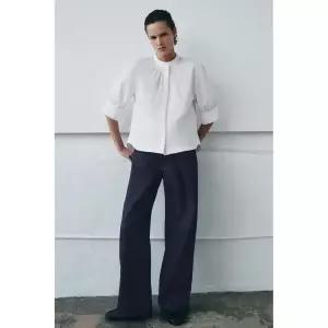 [정품] 자라 셔츠 블라우스 데일리 ZARA ZW 컬렉션 벌룬 소매 - 화이트