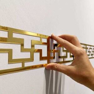 금색시트지 접착식 띠벽지 포인트 단일 금색 9미터롤 간편한 붙이는벽지 띠지 1 천장