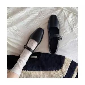 슬송렉샵 여자 키작녀 플랫 소가죽 에나멜 메리제인 슈즈 일자 스트랩 펌프스 스몰 구두 꾹5