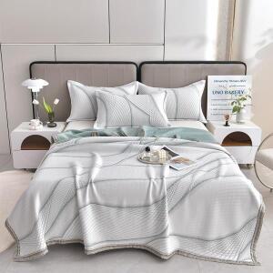 모던 심플 스타일 멀베리 실크 섬유 에어컨 이불 3중 직조 풀워터워시 코튼 사무실 낮잠 담요