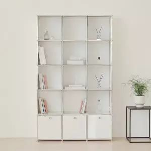 [포스트모던] 발렌 3X5 미드센츄리 거실 책장 1200 5단 C3 (3도어)