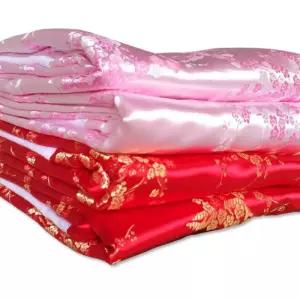 원앙금침 전통 지퍼형 복고 행운 비단 이불 50x200cm 홍매화+화이트