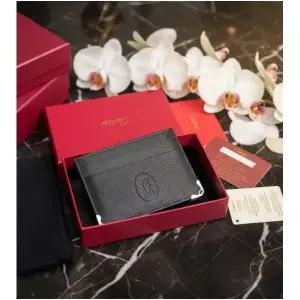 미국 2025년산 까르띠에 블랙 가죽 더블 카드 홀더 지갑 필수 아이템 풀 257216433346