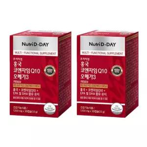 뉴트리디데이 홍국 코엔자임 Q10 오메가3 1100mg x 30캡슐, 2개