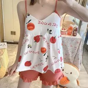 [하프클럽/]red오렌지 파자마 잠옷 나시 클래식 반바지