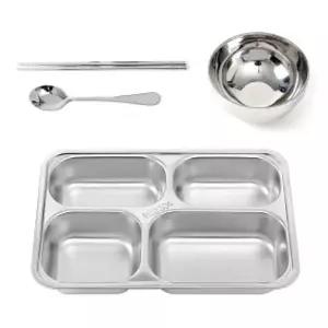 온키친 601PPR30 스텐 4구 식판 풀세트 (중) 병원스텐식판