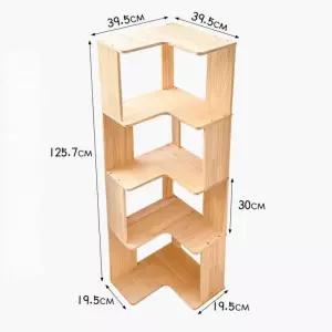 원목 코너 책장 틈새 수납 선반 4단 소형 거실 선반