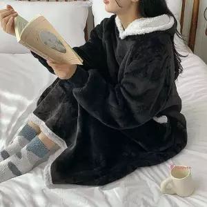 입는 담요 2컬러 블랭킷 롱후드 대형 집순이pqr875