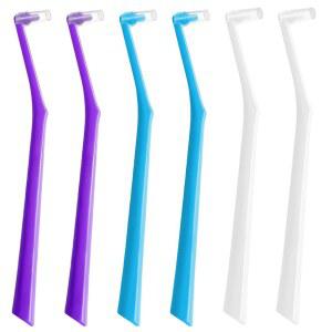 교정용 사랑니 관리용 커버가 있는 앵글드 엔드 터프트 칫솔 6팩, 플라크 제거용 스몰 헤드 싱글 터프트 치과용 브러시, 교정기, 치간 청소, 구강 관리용 부드러운 칫솔모