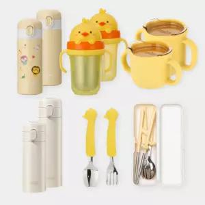 (N+N) 에디슨 어린이 뽀로로 젓가락 스푼포크 식판 실리콘컵 빨대컵 수저세트 모음전 