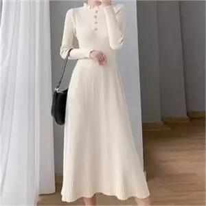 [오노마] ONM 골지 니트원피스 A라인 프릴넥 버튼 포인트룩 (S8117743)