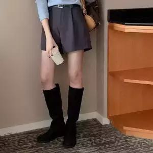 [코코블랑] 프딘 원턱 하프 슬랙스 (벨트set)