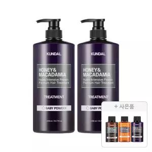 쿤달 트리트먼트 베이비파우더 1058ml, 2개+증정(샴푸 화이트머스크 100ml+바디워시 화이트머스크 100ml+트리트먼트 화이트머스크 100ml 각 1개 (총 3개))