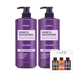 쿤달 네이처 트리트먼트 핑크그레이프프룻 1058ml, 2개+증정(샴푸 화이트머스크 100ml+바디워시 화이트머스크 100ml+트리트먼트 화이트머스크 100ml 각 1개 (총 3개))