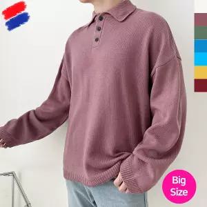 [제이스코] 남성 빅사이즈 카라넥 니트 국내제작 남자 카라 단추 봄가을 니트티 긴팔 티셔츠 OTT1021 7컬러