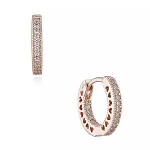 [판도라][판도라 PANDORA] 286317C01 파베 하트 로즈 후프 귀걸이