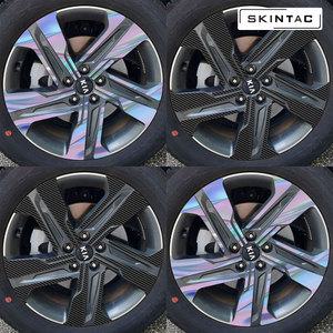 기아 쏘렌토 MQ4 19인치 휠 스티커 홀로그램 카본블랙 보호필름 / 1세트