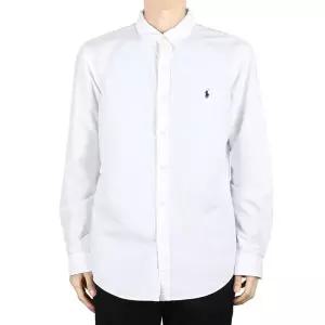 [폴로랄프로렌] 남성 로고 자수 슬림핏 긴팔 셔츠(화이트) 710736557 002