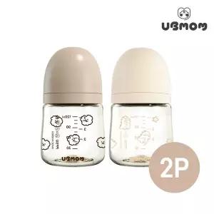 [유비맘][손수건 1P 증정]유비맘 PPSU 디자인 아기 젖병 120ml 1+1(SS꼭지포함)