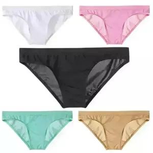 남성 아이스 실크 하프백 삼각팬티 5P세트 매혹적인 디자인과 완벽한 핏 B07