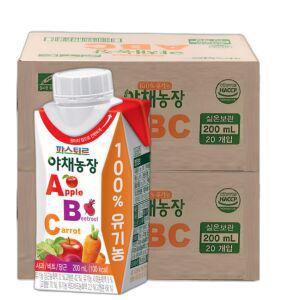 파스퇴르 유기농 야채농장 ABC주스 200ml(40팩) 실온보관주스