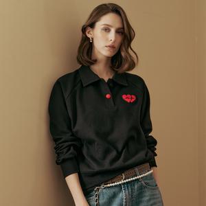 [MAXZA] 하트 와펜 셔츠카라 솔리드 티셔츠