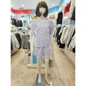 [에꼴리에]에꼴리에 세이브존03 틴톡 여름 여자 라운드넥 체크 파자마 세트