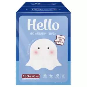 [보리보리/땡큐온]헬로 소프트하모니 미용티슈100%천연펄프 180매 6개입