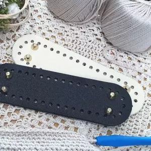 가방바닥 뜨개 가죽밑판 타원형 베이지 코바늘 가방 (WFGTF8I)