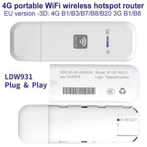 LDW931 4G LTE 와이파이 라우터 무선 USB 동글, 150Mbps 모뎀 스틱, SIM 카드 어댑터, 휴대용 모바일 광대역