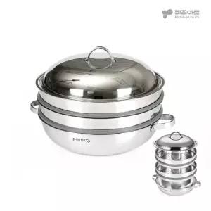키친아트 프리미오3 통3중 스텐레스 IH 인덕션가능 3단 찜솥 36cm 찜냄비 찜기