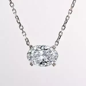 [샤밍주얼리]2캐럿 오벌 랩 다이아 플래티늄 백금 목걸이 싱글 솔리테어 결혼 기념일 생일 선물 웨딩