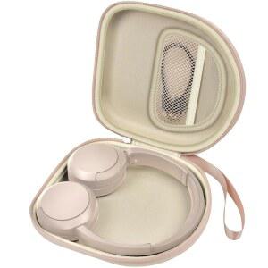 소니 WH-CH520 무선 헤드폰 블루투스 온이어 헤드셋과 마이크, 오버이어 노이즈 캔슬링 이어폰 백과 호환되는 케이스 - 작업용 USB 케이블용 블랙(박스 전용)(베이지)