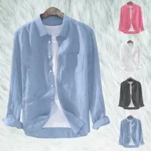 남성 린넨셔츠 베이직 편안한 긴팔셔츠 스카이 블랙 핑크 화이트 4컬러 데일리 출근룩