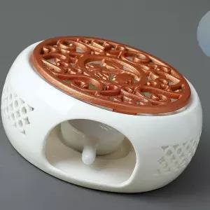 OCE 도자기 티 라이트 용기 차 워머 화이트브론즈