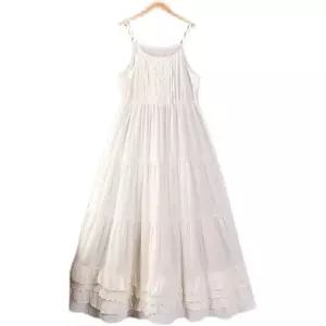 레이스 레이어드속치마 끈나시 자수 면 민소매 롱속치마