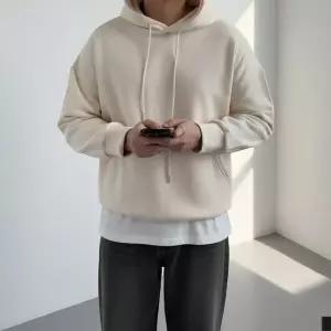 비비오 두꺼운 무지 기모 후드티 13color 모자큰