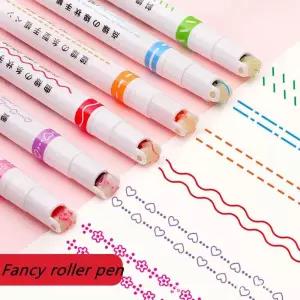 6색 세트 다양한 패턴 라인펜 롤러펜 윤곽펜 매직 패턴펜 라인펜 롤러펜