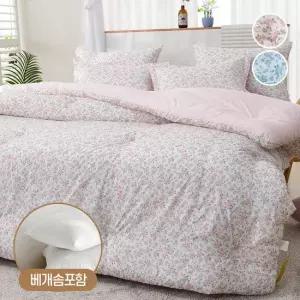 [패드세트+베개솜] 사계절 모달 장미 차렵 이불 봄 가을 간절기 겨울 먼지없는 침구 킹 K 침대 패드 세트