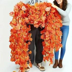 인공 단풍잎 가랜드, 가짜 식물, 가을 장식 잎, 추수감사절, 할로윈 축제, 장식용 나뭇잎 웨딩