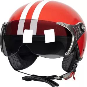 예스모터 3/4 모터사이클 헬멧 레트로 오픈 페이스 베스파 스쿠터 남녀용 클리어 바이저 포함 - DOT 승인