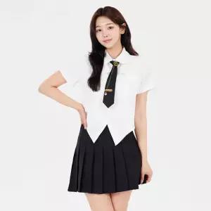 더블카라 사선핏 슬림라인 반팔 교복세트 교복 학생복