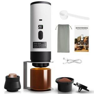 휴대용 커피 메이커, 20바 수동 및 전기 커피 머신, 자체 난방, USB-C 충전식 배터리, 네스프레소 캡슐 및 그라운드 커피와 호환, 캠핑, 여행, 자동차, 오피스용 경량