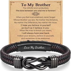 남자 인피니티 가죽 팔찌 소년 각인된 러브 유 아들 손자 조카 형제 아빠 남편 삼촌 크리스마스 발렌타인