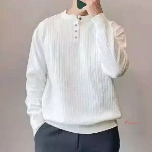 단추 무지티 체형커버 넉넉한핏 트렌디 골지 니트klm639