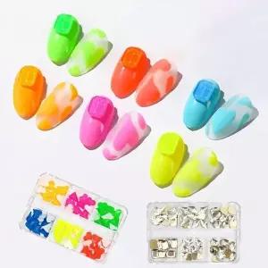 고품질 아트 형광스톤 플랫 파츠 네온 8종 형광 아트 네일용품 (WFKANC9)