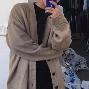 [프로셀러] 간절기 심플 브이넥 오버핏 가디건 데일리 남친룩