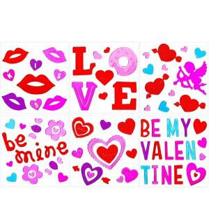 XIMISOPH 6pcs 발렌타인데이 젤 창문 장식 스티커